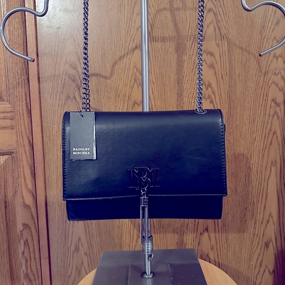 Badgley Mischka Gunmetal Fringe Crossbody Purse - Picture 7 of 13